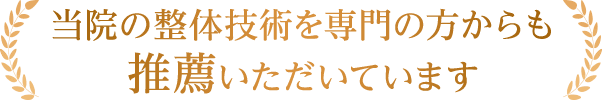 当院の整体技術を専門の方からも推薦いただいています